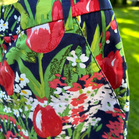 Tory Burch Tulip Print Bermuda Shorts Size 6 Floral Spring Chic - Picture 8 of 16
